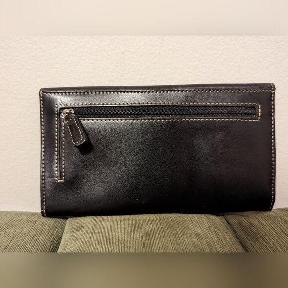 Wilsons Black Leather Checkbook and Card Wallet Organizer - Picture 4 of 11